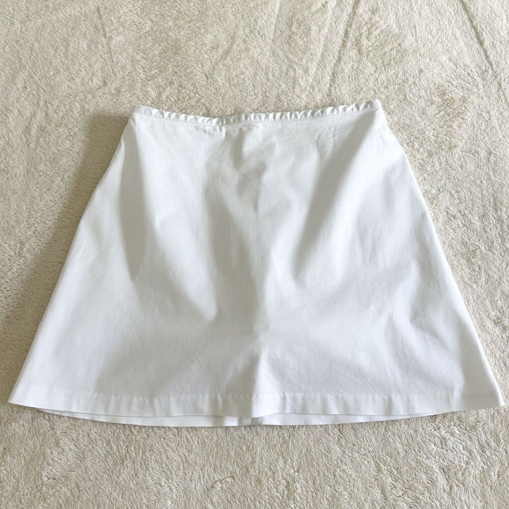 Larry Levine Skort Skirt Size 12 White Cotton Spandex Stretch